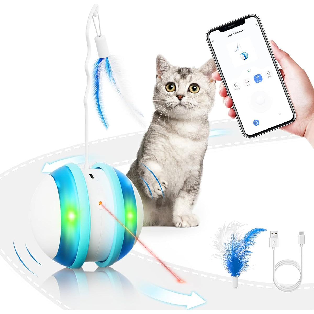 Balle interactive intelligente pour chat